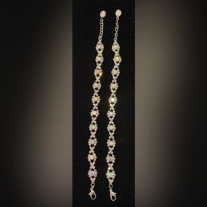 Set of 2 Silver Toned with Faux Rhinestone Bracelets